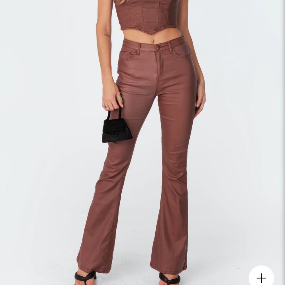 TRENDING EDIKTED FLARE LEATHER PANTS